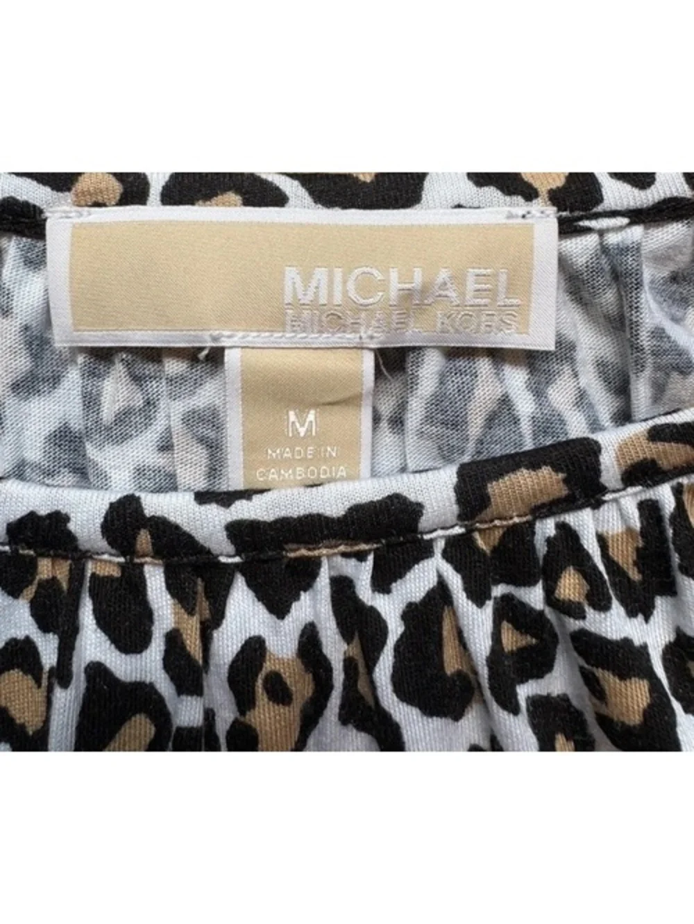 Michael Kors Women's Medium Leopard Print Top with Bell Sleeves